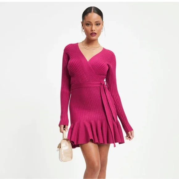 open lace back dress Ribbed Ruffle Maxi Jumper Pink / 10